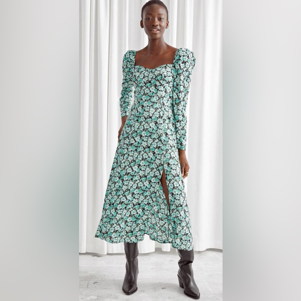 & Other Stories Puff Sleeve Floral Dress Long Sleeve Size 4